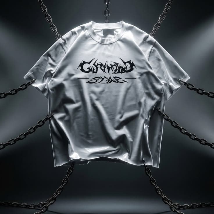 Custom Transcend merch design printed on an artist's tee